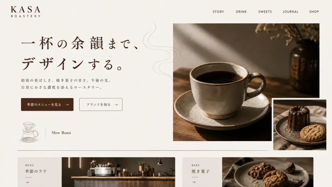 カフェブランドのLP のビジュアル参考イメージ
